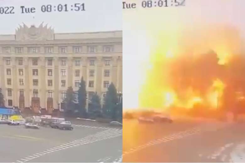 Ataque russo ao prédio do governo de Kharkiv deixa pelo menos seis feridos; veja o vídeo